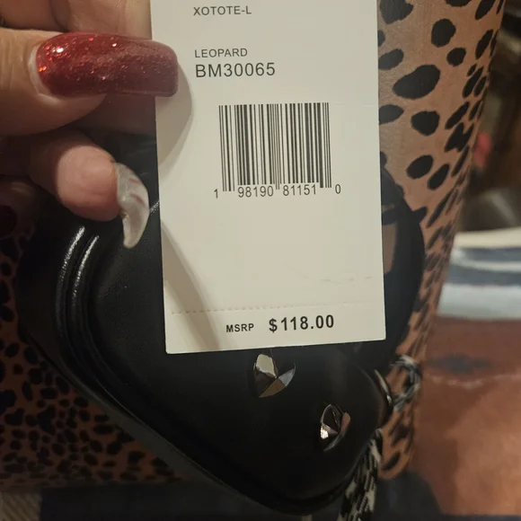 Betsey Johnson Leopard Print Tote with Black Details - Picture 8 of 8